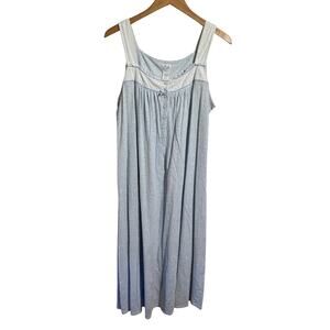 Aria Tradwife Cottagecore Modest Night Dress Women L Blue Floral Minimal Spring